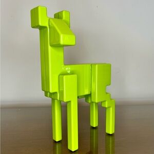 Vintage IKEA Monika Mulder Metal Block Deer Sculpture Figurine Lime Green 1990s